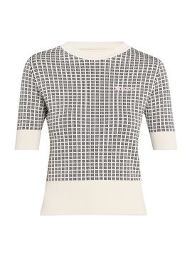 Marni Women's Micro-Check Knit Short-Sleeve Top