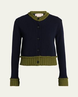 Marni Wool-Blend Contrast-Trim Cardigan