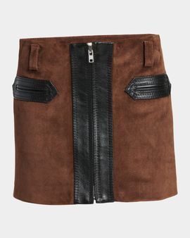 Marni Zip-Front Suede Mini Skirt