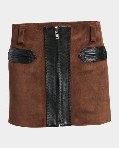 Marni Zip-Front Suede Mini Skirt