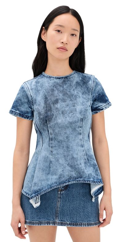 Marques'Almeida Marques'Almeida Acid Wash Denim Fitted T-Shirt Blue