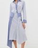 Marques'Almeida Marques'Almeida Patchwork Wrap Skirt with Folded Belt Blue Stripe - 5