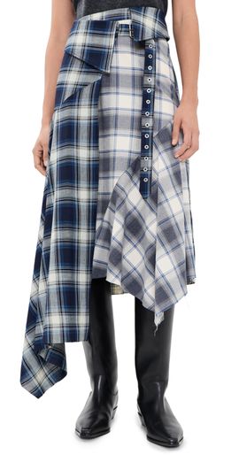 Marques'Almeida Marques'Almeida Plaid Wrap Skirt with Folded Belt Blue Plaid