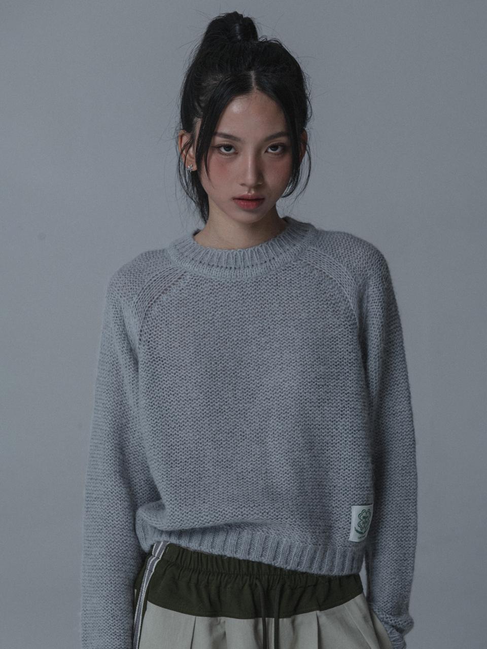 mars en avril ALPACA SADDLE ROUND NECK KNIT_GRAY