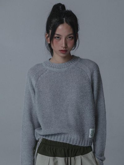 mars en avril ALPACA SADDLE ROUND NECK KNIT_GRAY