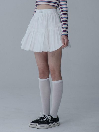 mars en avril Balloon Ribbon Bending Mini Skort [Off White]