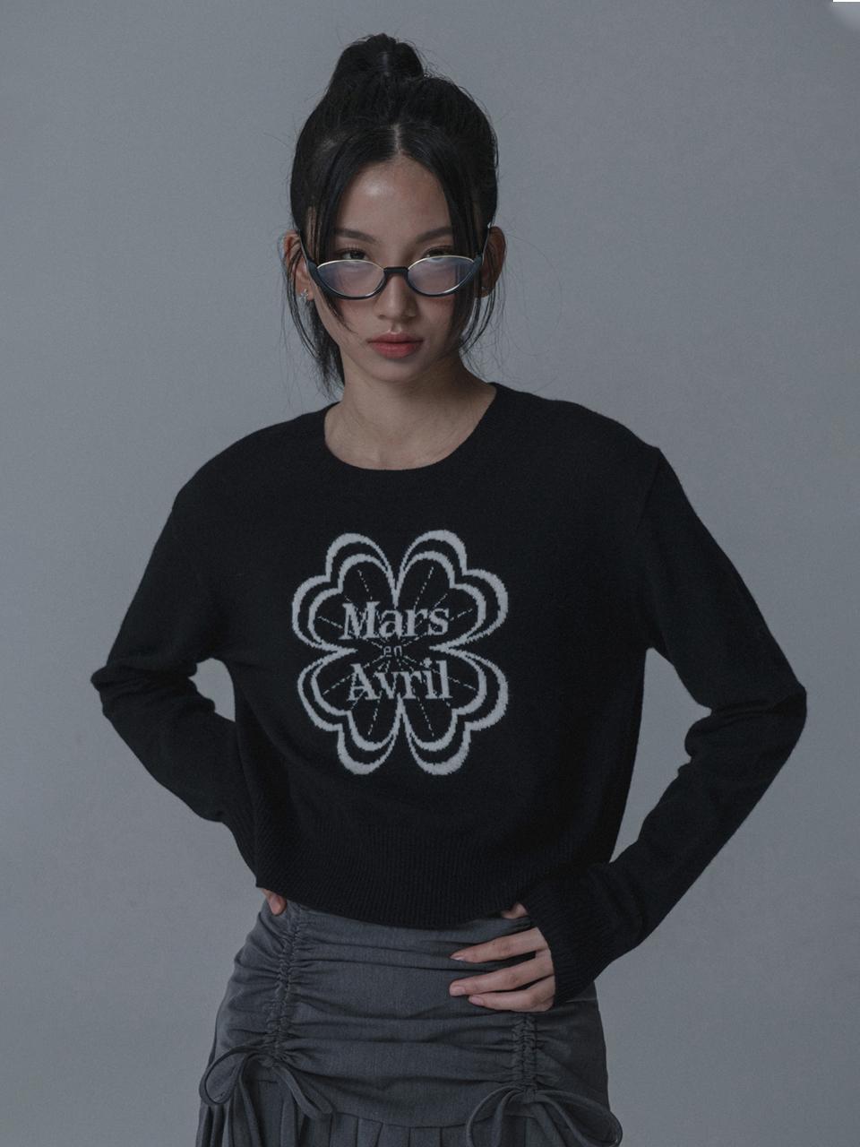 mars en avril CASHMERE CLOVER JACQUARD KNIT_BLACK