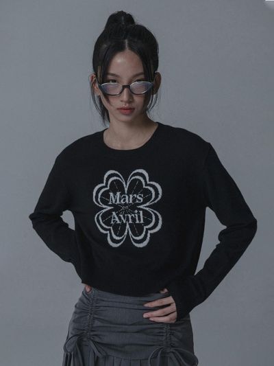 mars en avril CASHMERE CLOVER JACQUARD KNIT_BLACK
