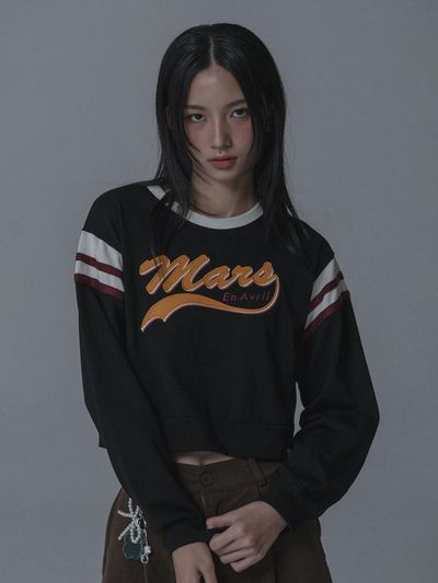 mars en avril COLOR SCHEME LOGO CROPPED T-SHIRT_BLACK YELLOW