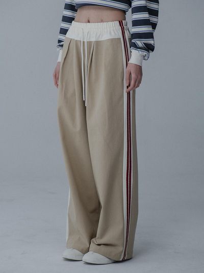 mars en avril Cotton Taping Wide Pants [Beige]