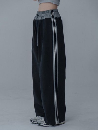 mars en avril Cotton Taping Wide Pants [Black]