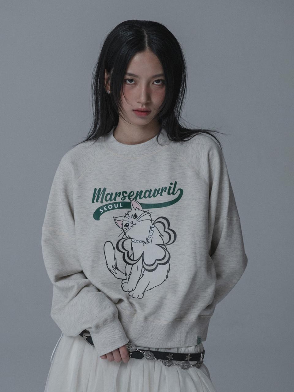 mars en avril CREAM CAT ODRAPM SWEATSHIRTS