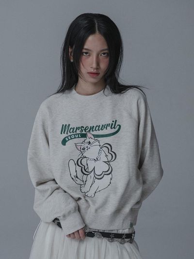 mars en avril CREAM CAT ODRAPM SWEATSHIRTS