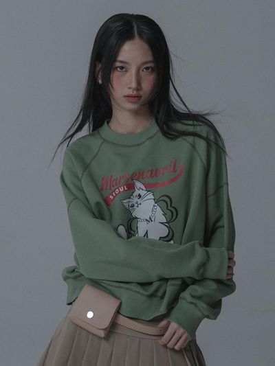 mars en avril CREAM CAT ODRAPM SWEATSHIRTS_KHAKI