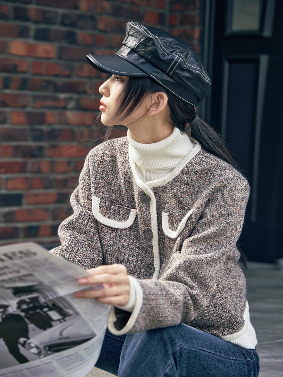 mars en avril [Exclusive] NEWYORK TWEED POCKET JACKET BROWN