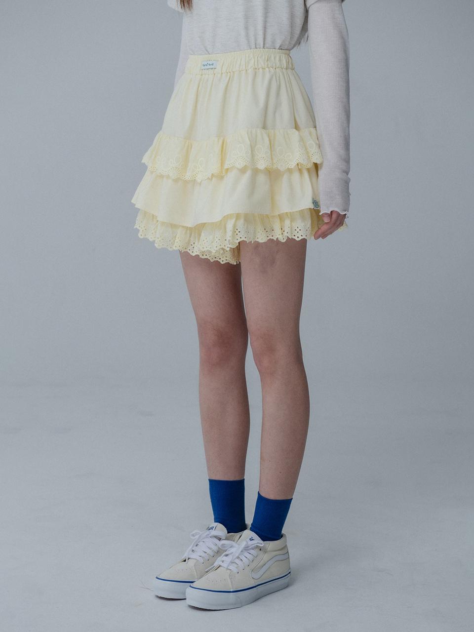 mars en avril Lace Banding Skort [Light Yellow]