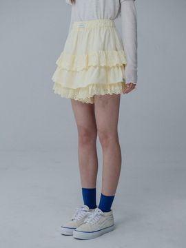 mars en avril Lace Banding Skort [Light Yellow]