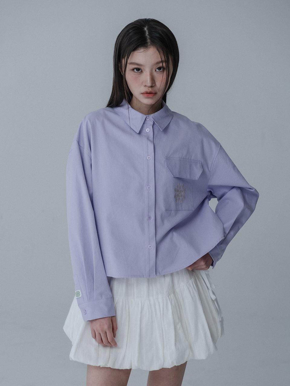 mars en avril Pastel Cotton Crop Shirt [Light Purple]