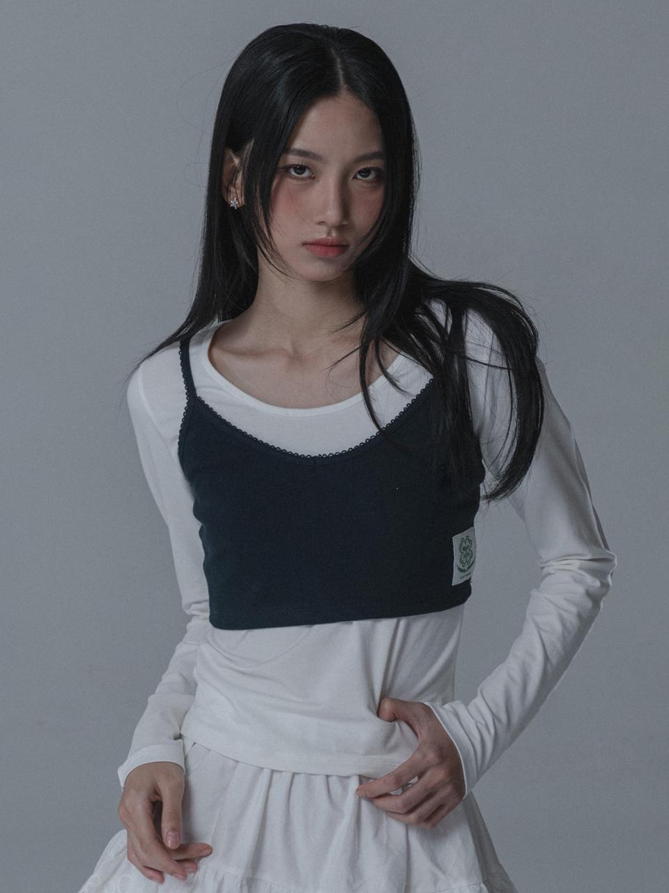 mars en avril PINTUCK SLEEVE TSHIRT + PINCOAT RIBBON BUSTIER SET