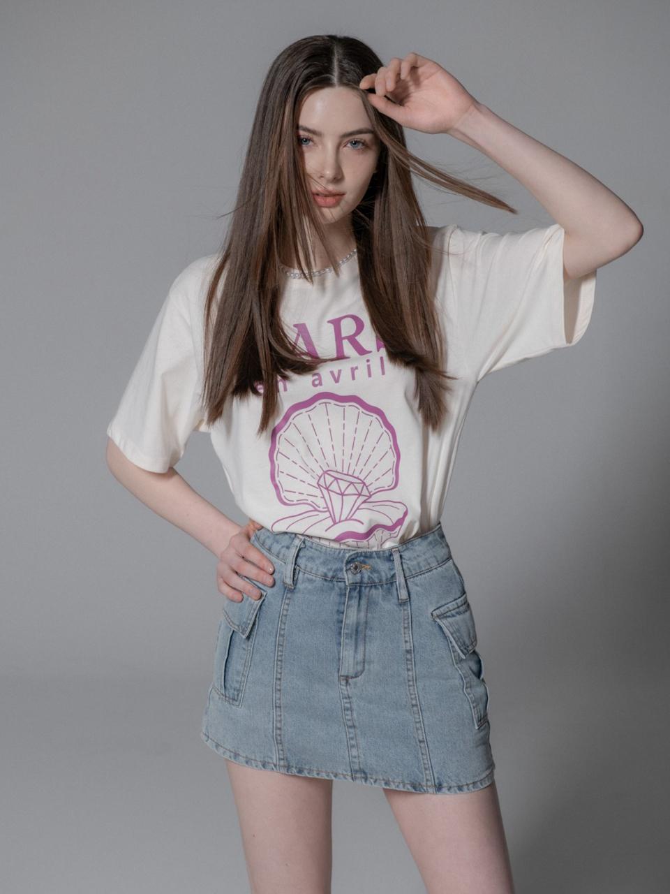mars en avril SEASHELL DIA TSHIRT-yellow PURPLE
