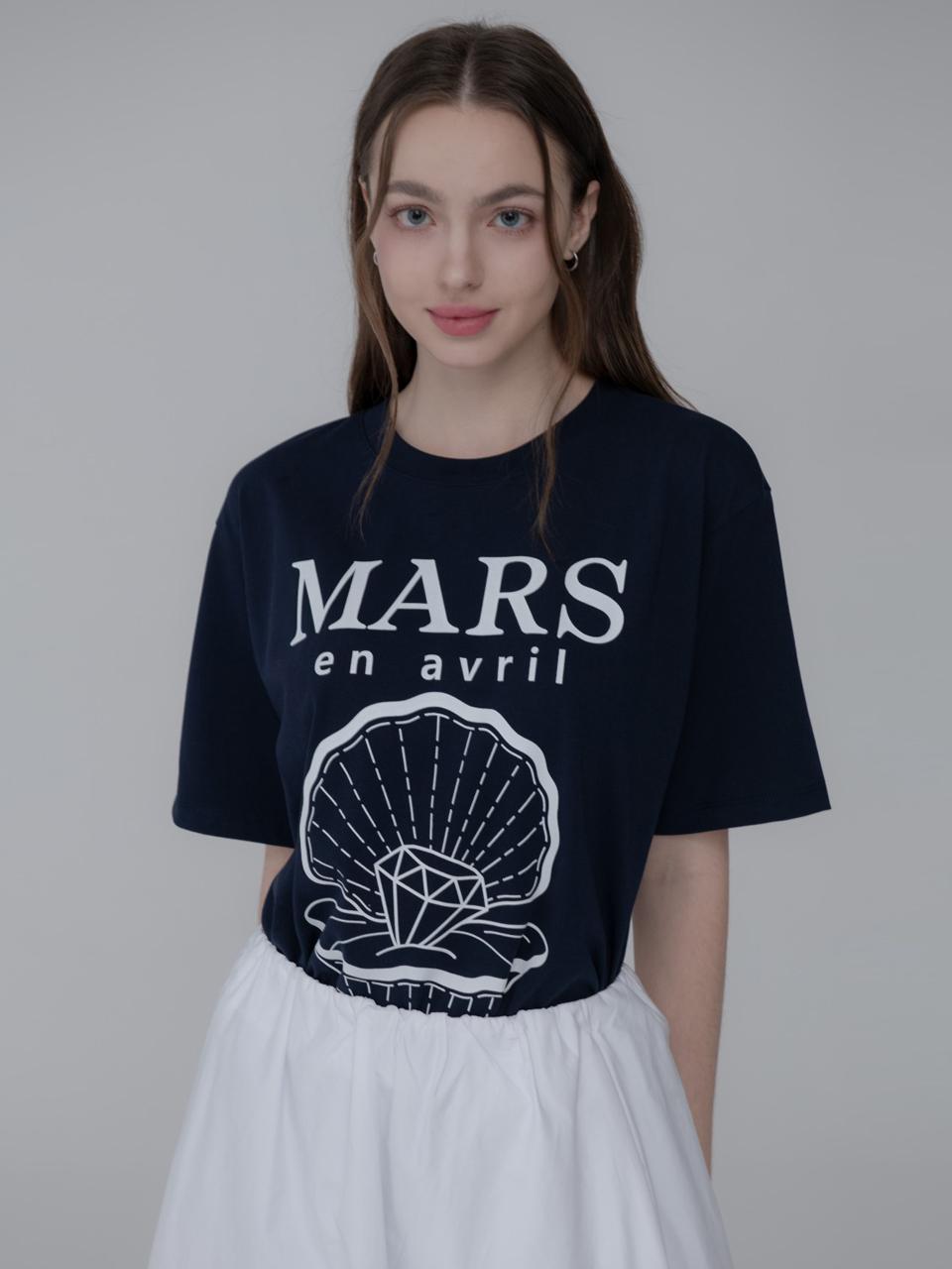mars en avril SEASHELL DIA TSHIRT_NAVY WHITE