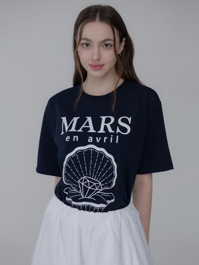 mars en avril SEASHELL DIA TSHIRT_NAVY WHITE