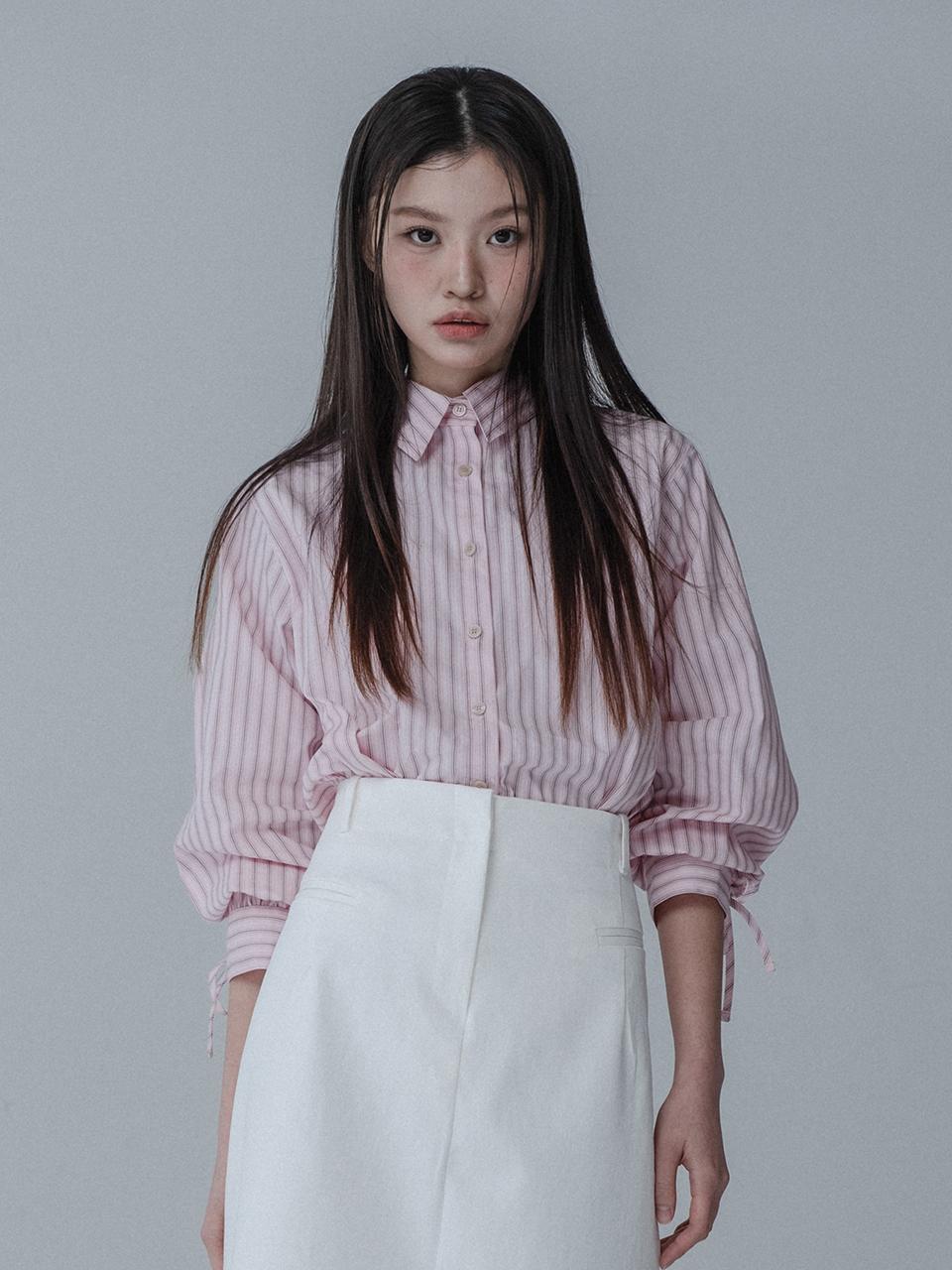 mars en avril Stripe Ribbon Shirt [Pink]