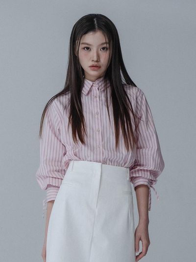 mars en avril Stripe Ribbon Shirt [Pink]