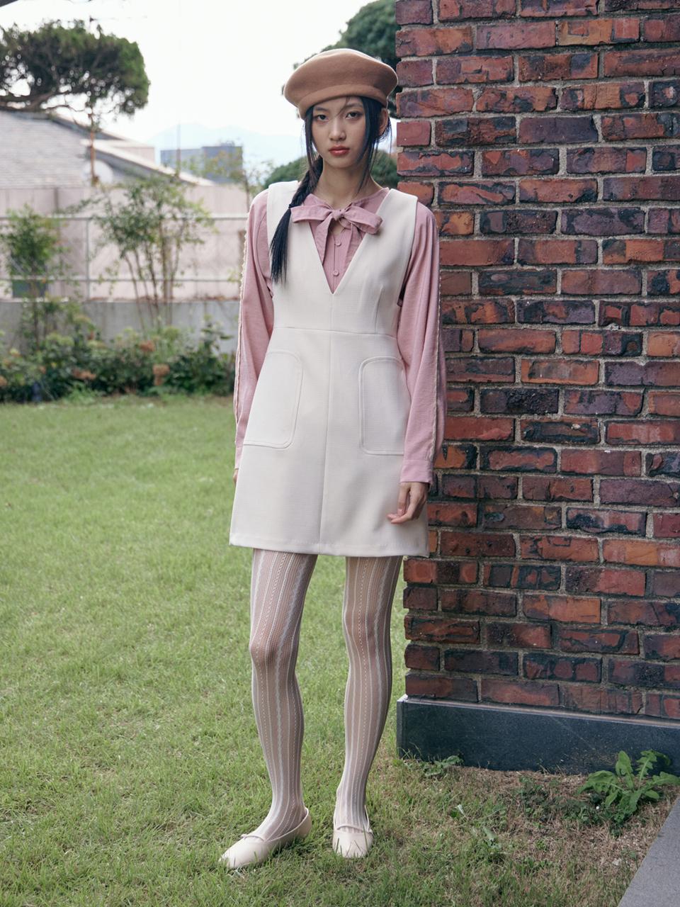 mars en avril V NECK ALICE DRESS_LIGHT BEIGE