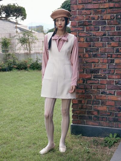 mars en avril V NECK ALICE DRESS_LIGHT BEIGE