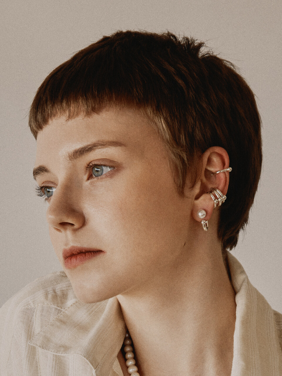 MARSBOM Bone Pearl Earring Silver