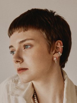 MARSBOM Bone Pearl Earring Silver