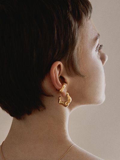 MARSBOM Flint nodule Earring Gold