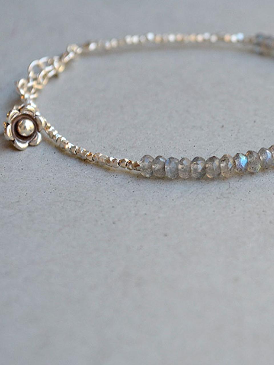 martha in the garret Embossed Texture Labradorite Sterling Silver Bracelet