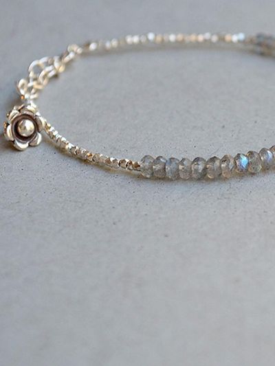 martha in the garret Embossed Texture Labradorite Sterling Silver Bracelet