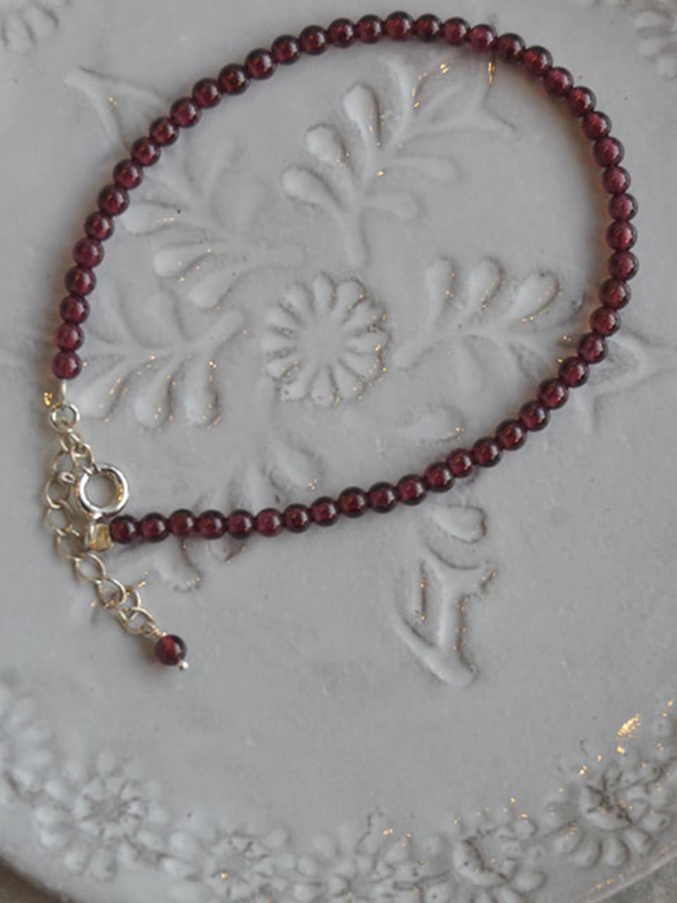 martha in the garret Natural Garnet Sterling Silver Bracelet