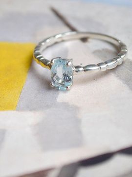 martha in the garret Natural Sterling Silver Aquamarine Ring [Aquamarine]