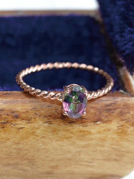 martha in the garret Oval Mystic Topaz Rose Gold Ring