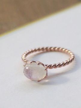 martha in the garret Rainbow Moonstone Rose Gold Ring