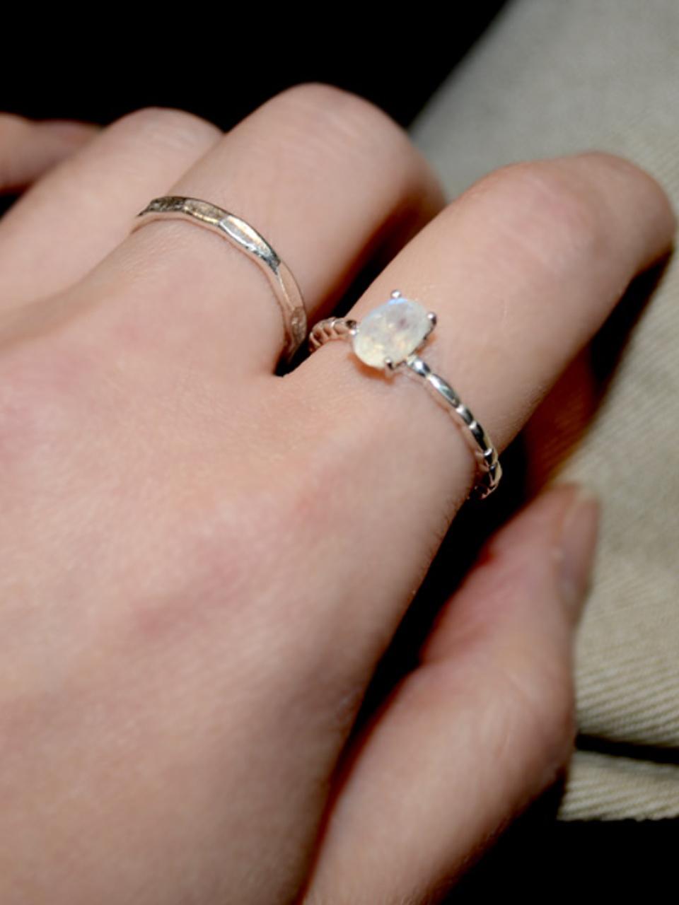 martha in the garret Rainbow Moonstone Sterling Silver Ring