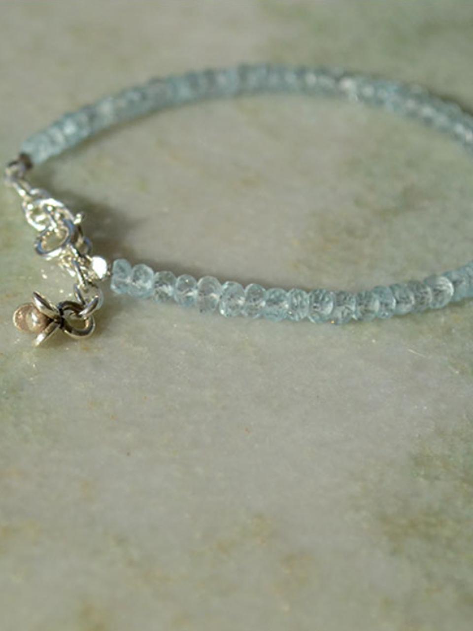 martha in the garret Rondelle Sterling Silver Aquamarine Bracelet