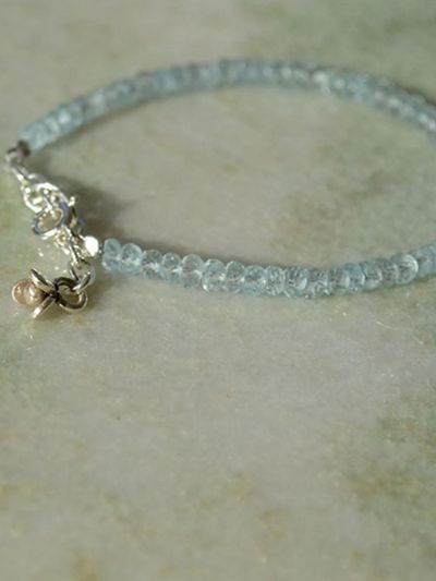 martha in the garret Rondelle Sterling Silver Aquamarine Bracelet