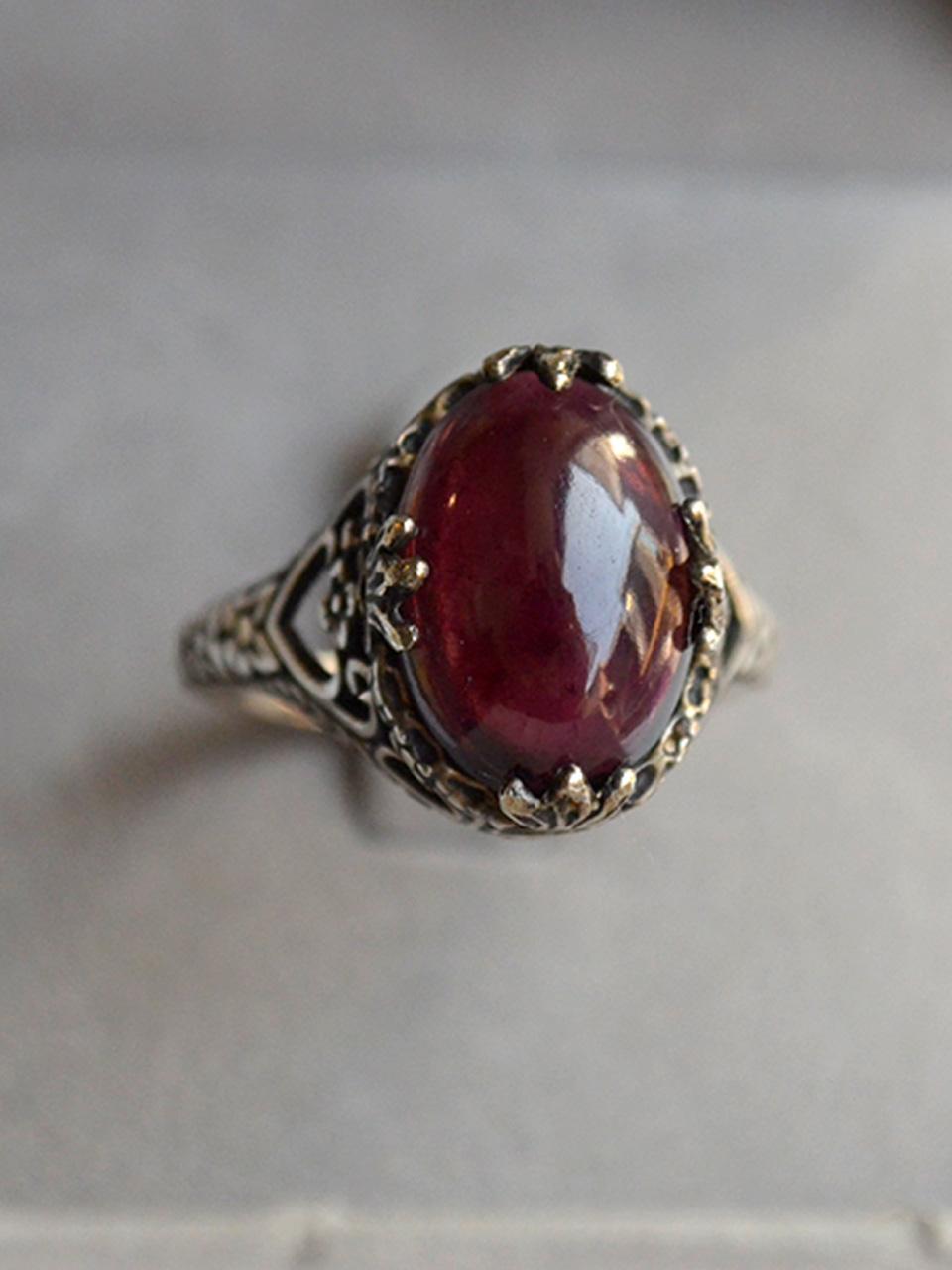 martha in the garret Sterling Silver Handcrafted Garnet Ring
