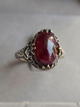 martha in the garret Sterling Silver Handcrafted Garnet Ring