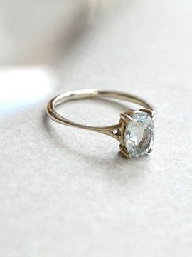 martha in the garret Sterling Silver Natural Statement Ring [Aquamarine]