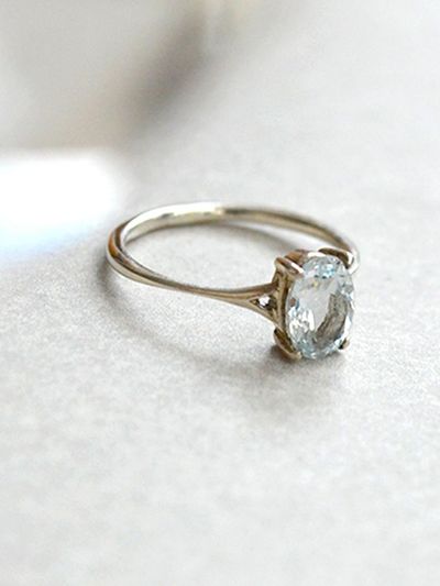 martha in the garret Sterling Silver Natural Statement Ring [Aquamarine]