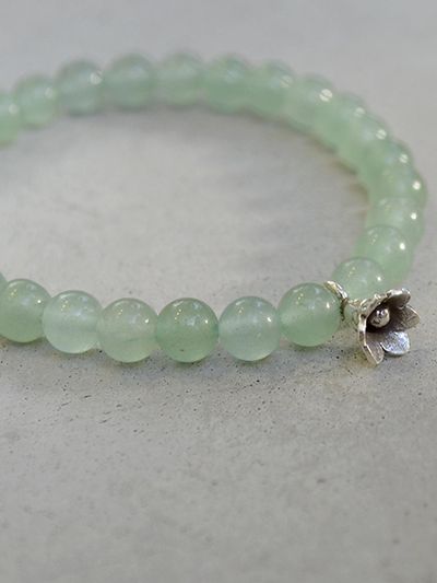 martha in the garret Sterling Silver Natural Stone Bracelet [Green]