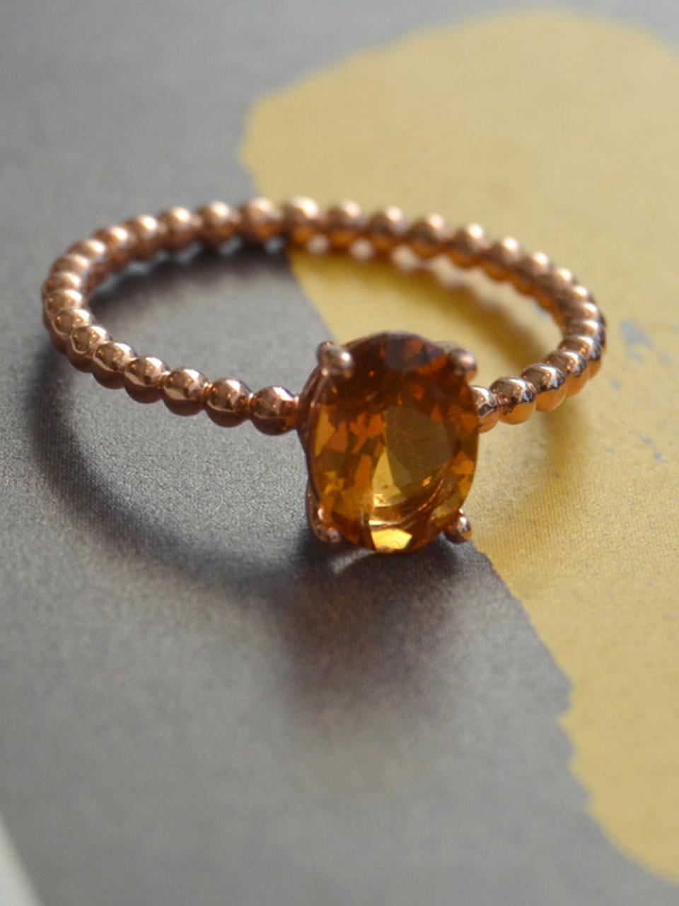 martha in the garret Sterling Silver Rose Gold Plated Citrine Ring
