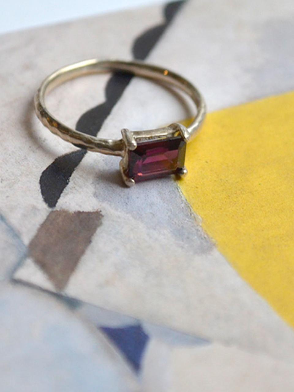 martha in the garret Sterling Silver Square-Cut Garnet Ring