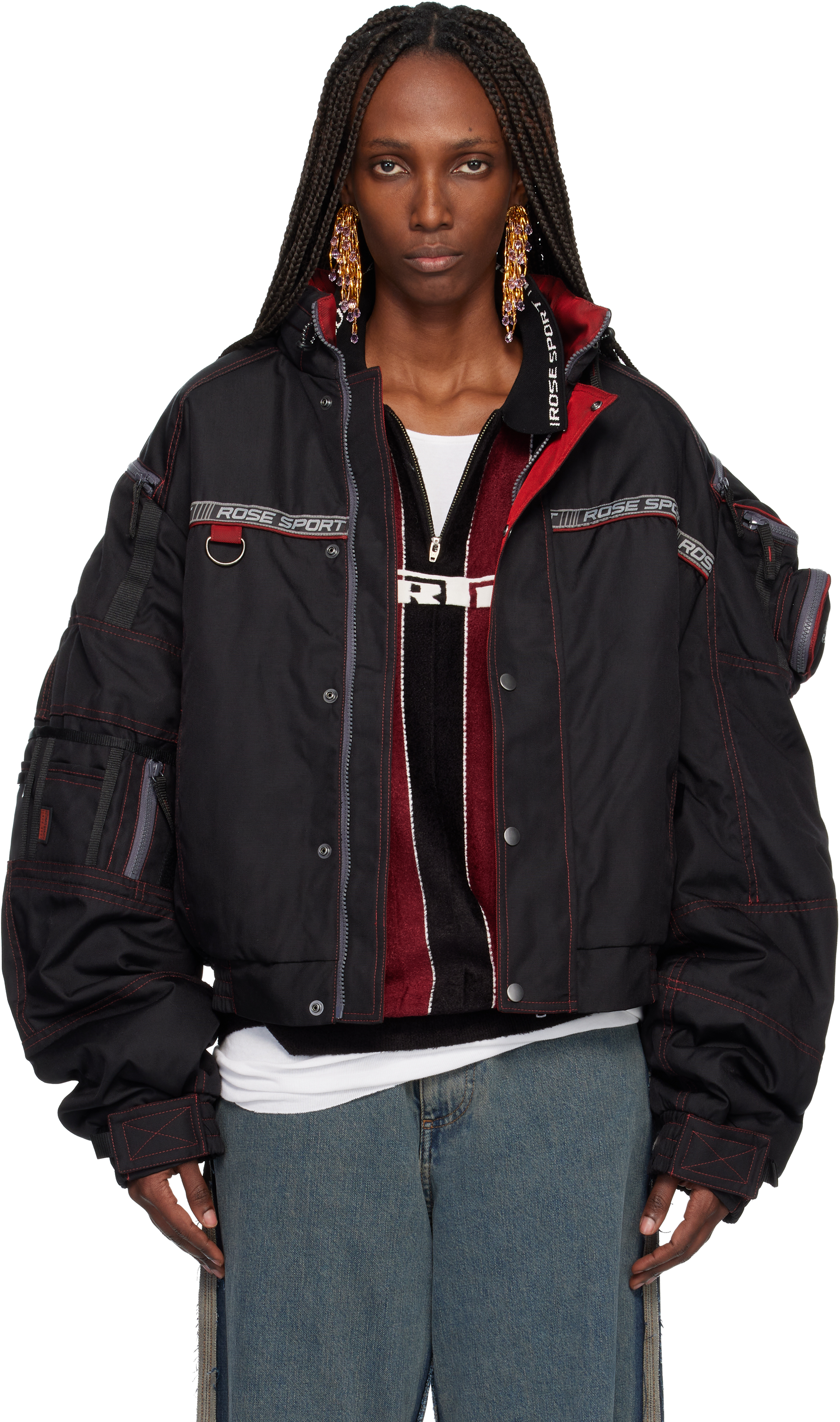 Martine Rose - Black & Blue Shrunken Track Jacket